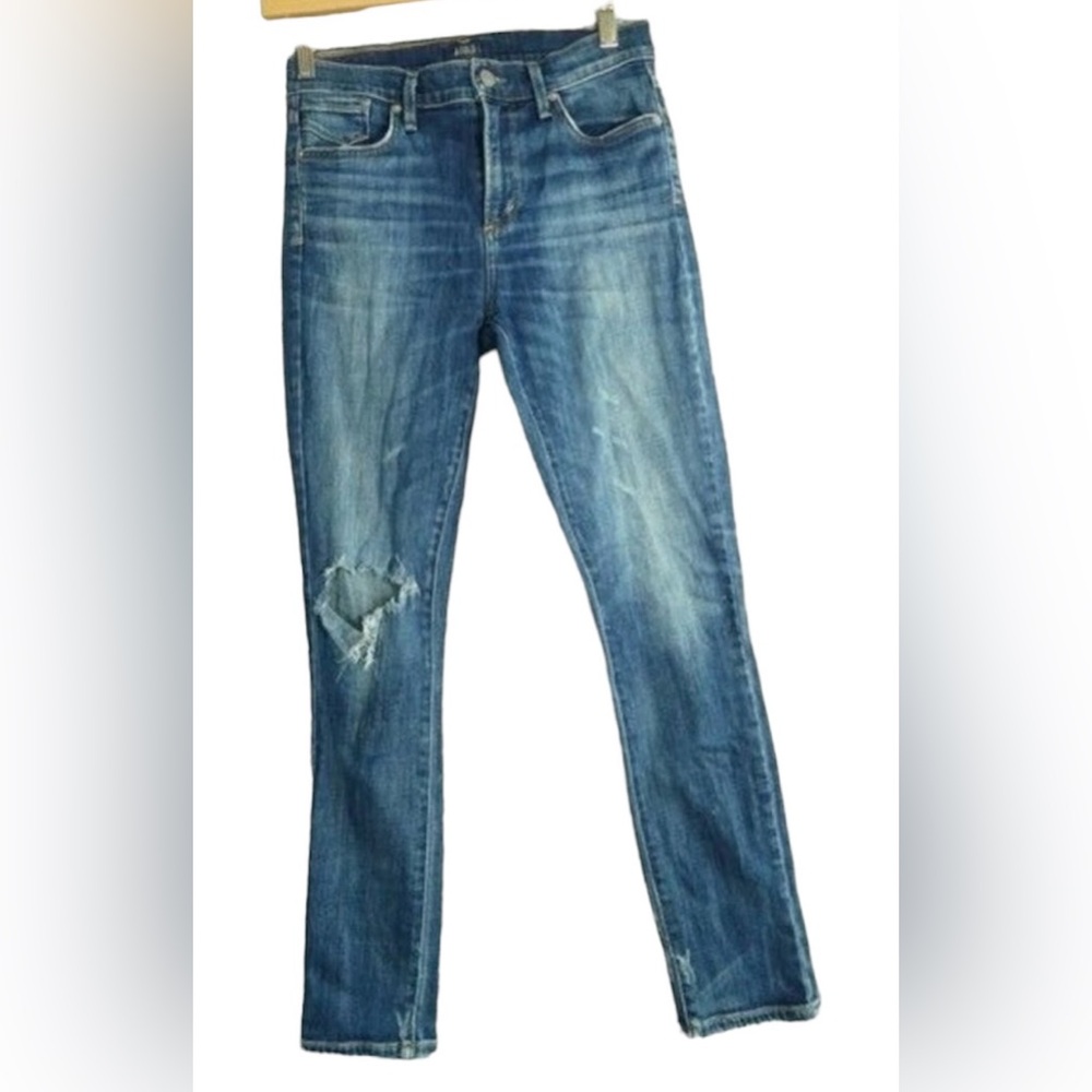 AGOLDE 25 Jeans Skinny Sophie High Rise Crop Distressed Ripped Stretch Blue
